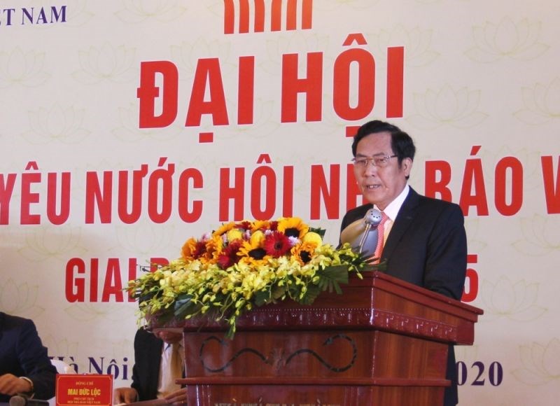 Nhà báo Thuận Hữu- Chủ tịch Hội Nhà báo Việt Nam phát biểu khai mạc tại Đại hội.