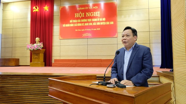 Phó Bí thư thành ủy Hà Nội phát biểu tại buổi đối thoại