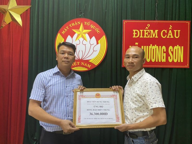 Hoa viên Hùng Nhung ủng hộ 36,3 triệu đồng