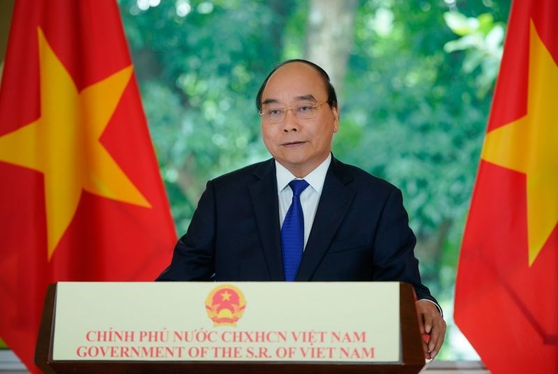 Thủ tướng Nguyễn Xuân Phúc gửi Thông điệp tới Diễn đàn vì Hòa bình Paris. Ảnh: VGP/Quang Hiếu
