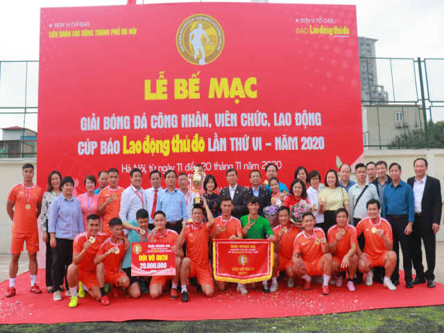 Chức vô địch Giải bóng đá Công nhân, viên chức, lao động Cúp Báo Lao động Thủ đô lần thứ VI năm 2020 thuộc về Đội bóng Liên đoàn Lao động quận Cầu Giấy.