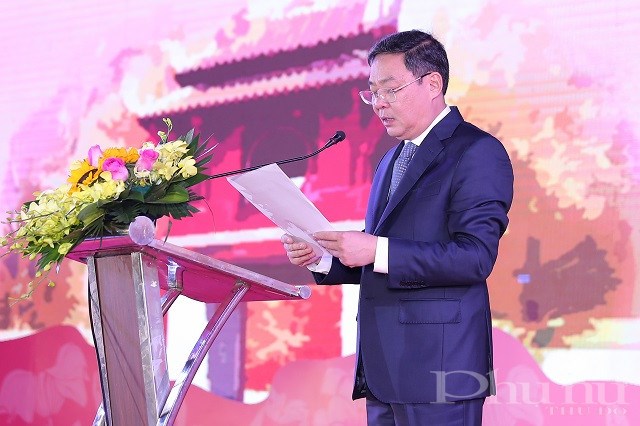 Phó Chủ tịch UBND TP Hà Nội Lê Hồng Sơn phát biểu khai mạc chương trình "Hà Nội Kết nối - Vươn xa".