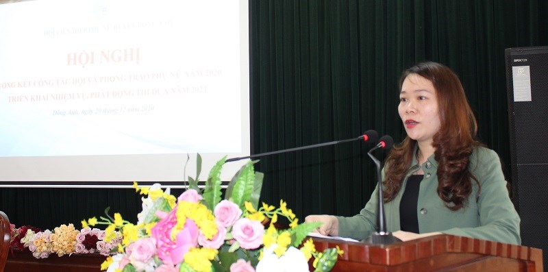 Đồng chí Nguyễn Thị Mỹ Linh  - Chủ tịch Hội LHPN huyện Đông Anh phát động phong trào thi đua năm 2021