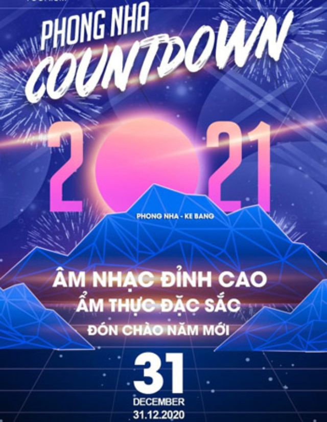 Poster hoạt động chào đón năm mới phục vụ khách du lịch tại Trung tâm du lịch Phong Nha-Kẻ Bàng.