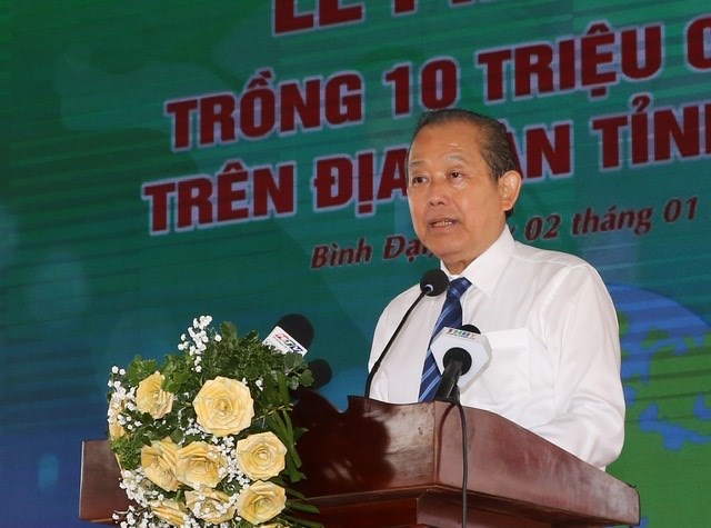 Phó Thủ tướng Thường trực Chính phủ Trương Hoà Bình phát biểu tại lễ phát động.