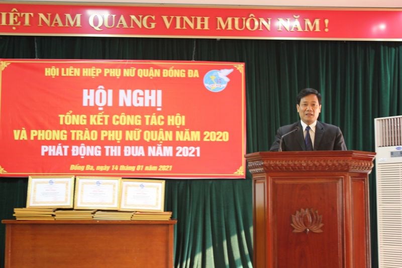 Đ/c Nguyễn Anh Cường, Chủ tịch HĐND quận phát biểu tại hội nghị