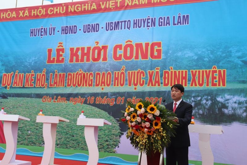 Ông Trương Thanh Học, Phó Chủ tịch UBND huyện Gia Lâm phát biểu