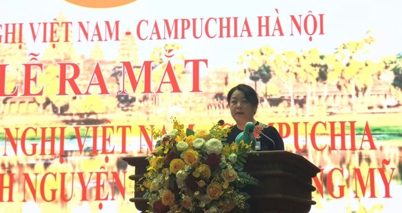 Phó Chủ tịch Hội Hữu nghị Việt Nam - Campuchia Hà Nội phát biểu tại buổi lễ