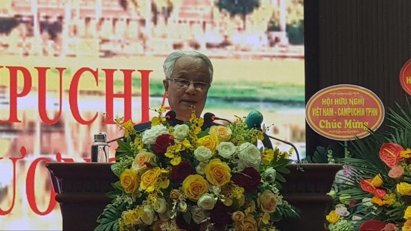 Phó Chủ tịch Thường trực Trung ương Hội Hữu nghị Việt Nam - Campuchia phát biểu tại buổi lễ