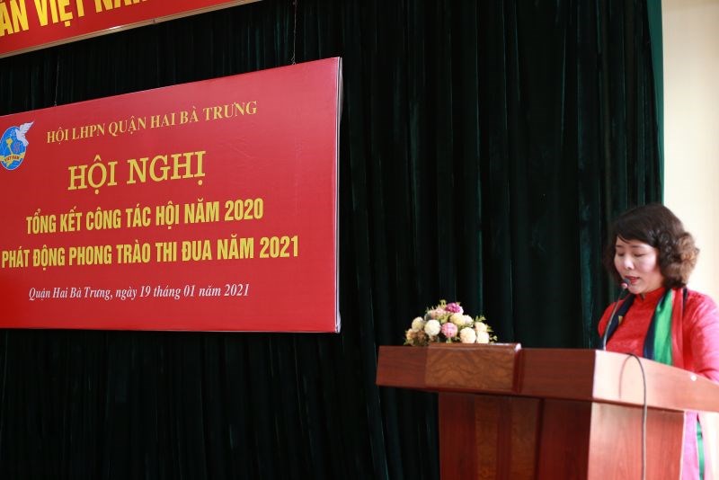 Đ/c Tạ Thị Thanh Huyền, Chủ tịch Hội LHPN quận Hai Bà Trưng phát động thi đua công tác Hội năm 2021