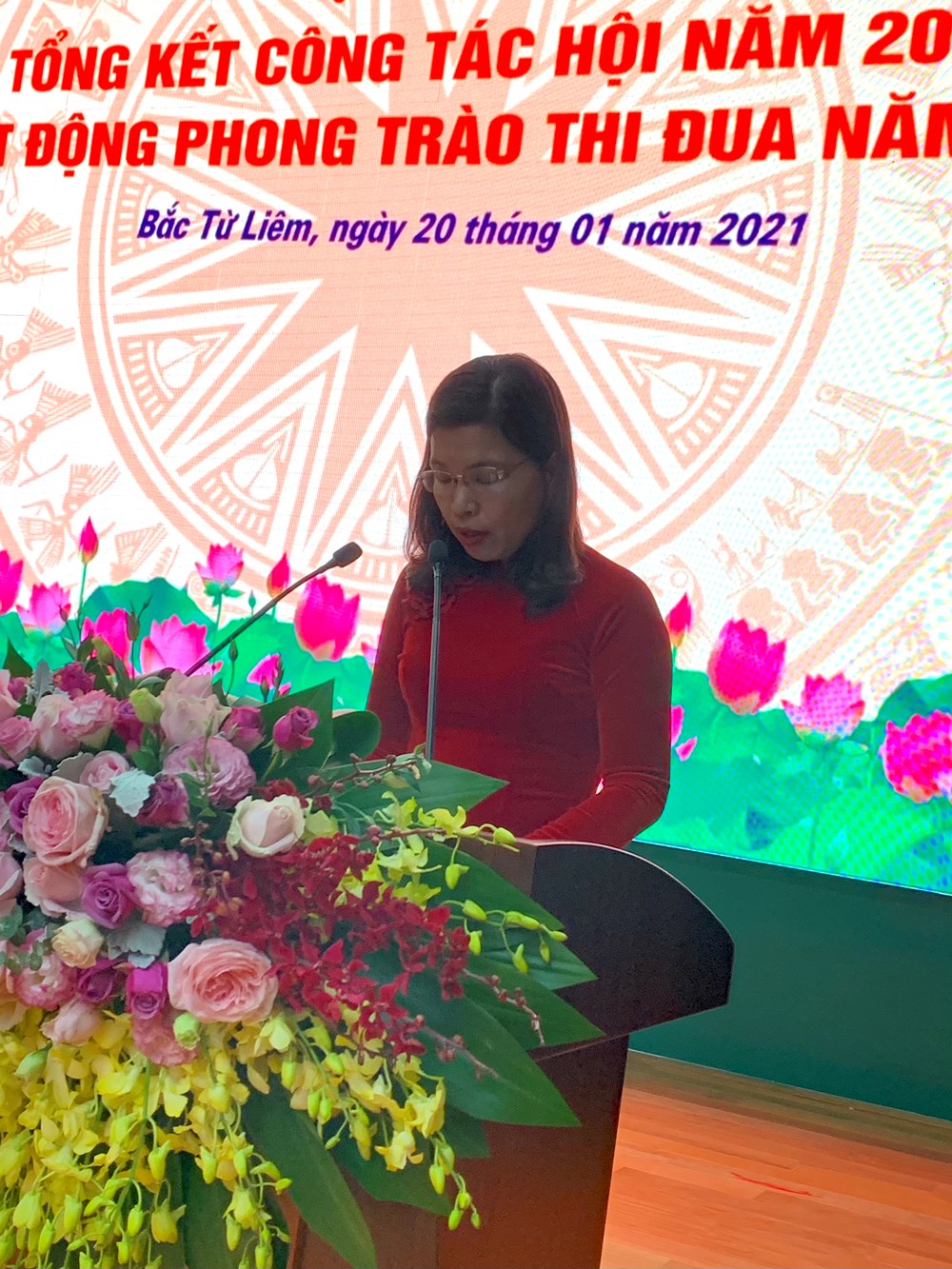 Bà Đỗ Thị Kim Chi, Phó Chủ tịch Hội LHPN quận Bắc Từ Liêm tổng kết công tác Hội nă 2020