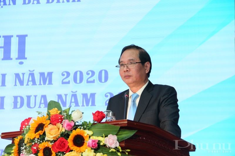 Đồng chí Nguyễn Công Thành – Phó Bí thư Thường trực Quận ủy, Chủ tịch HĐND quận Ba Đình phát biểu chỉ đạo tại hội nghị.