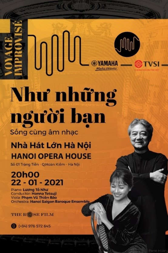 Đêm hòa nhạc đầu tiên mở màn chuỗi “Như những người bạn - sống cùng âm nhạc” với chủ đề “Voyage Improvié” quy tụ nhiều tài năng, nghệ sĩ thành danh trong âm nhạc cổ điển của Việt Nam và thế giới