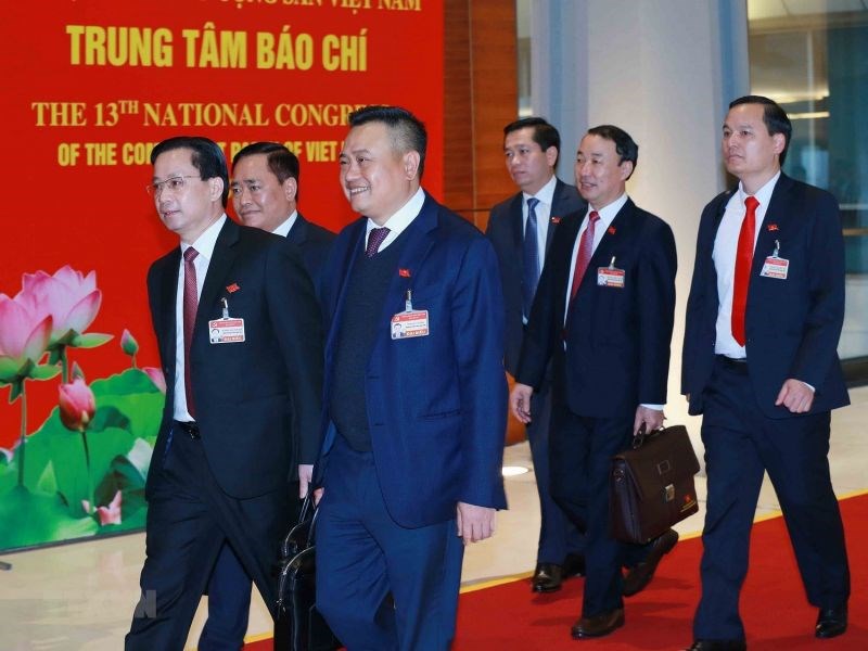 Đoàn đại biểu Đảng bộ Khối các cơ quan Trung ương đến dự phiên họp trù bị. (Ảnh: TTXVN).