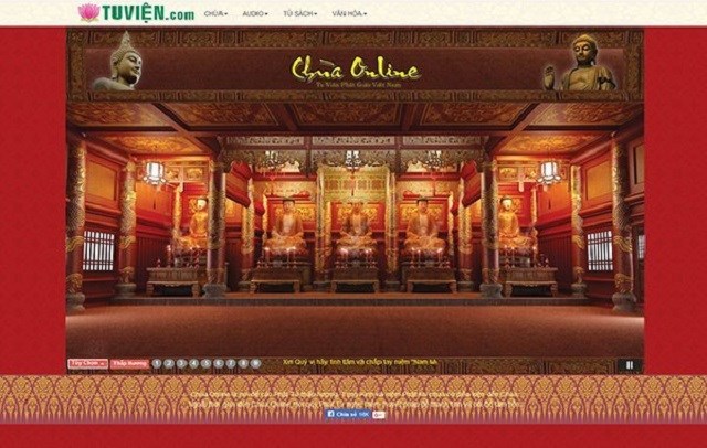 Giao diện chùa online phục vụ người hành lễ trực tuyến