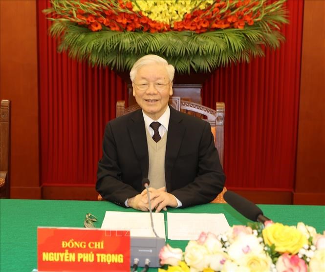 Tổng Bí thư, Chủ tịch nước Nguyễn Phú Trọng tại buổi gặp mặt.