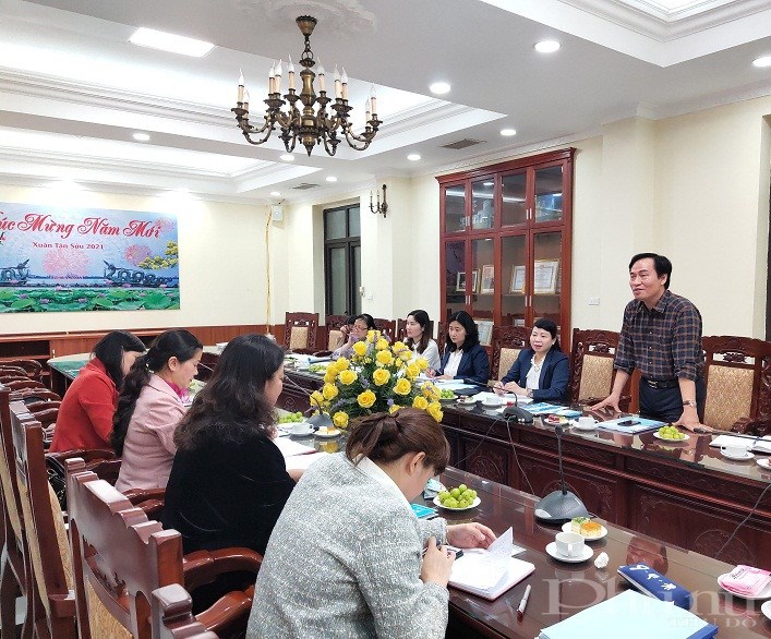 Đồng chí Nguyễn Anh Tuấn - Phó Bí thư Thường trực quận ủy Tây Hồ phát biểu tại buổi làm việc