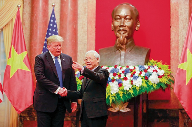 Tổng Bí thư, Chủ tịch nước Nguyễn Phú Trọng tiếp, hội đàm với Tổng thống Mỹ Donald Trump nhân chuyến thăm tới Việt Nam dự Thượng đỉnh Mỹ - Triều Tiên lần 2, ngày 27/2/2019 tại Hà Nội.