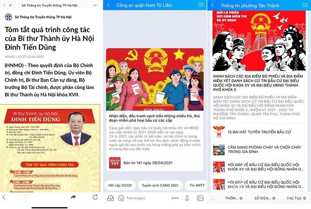 Sở Thông tin và Truyền thông Hà Nội đăng tuyên truyền về các hoạt động bầu cử trên zalo.