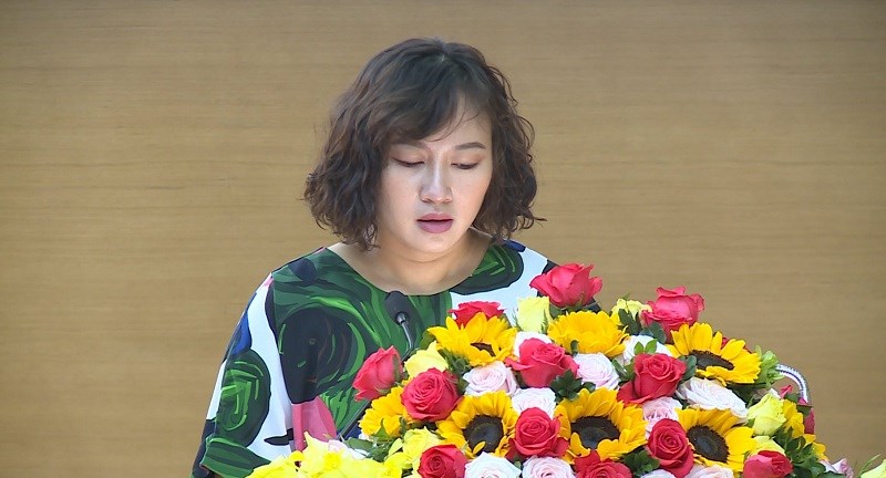 Ứng cử viên Phạm Khánh Linh trình bày chương trình hành động