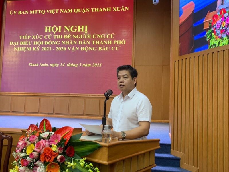 Ứng cử viên Trịnh Xuân Quang trình bày chương trình hành động
