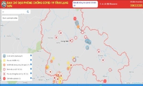 Bản đồ CovidMaps tại địa bàn Lạng Sơn.