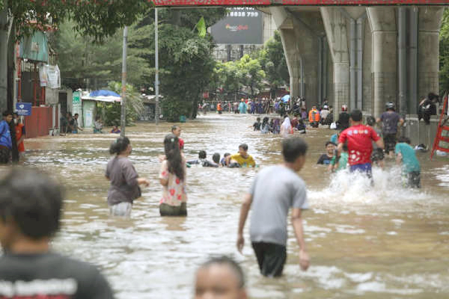 Thành phố Jakarta, Indonesia trong trận lụt tháng 2-2021.