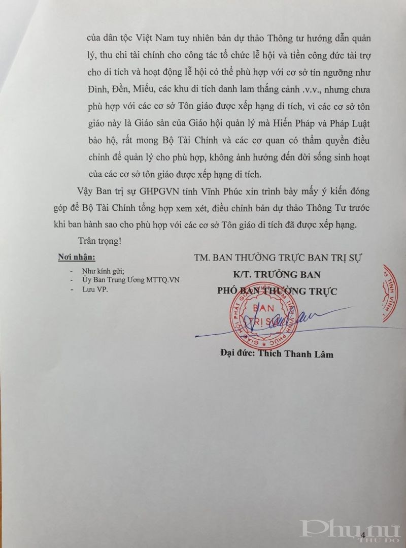 Công văn số 40/CV/BTST ngày 4/6/2021 của Giáo hội Phật giáo Việt Nam tỉnh Vĩnh Phúc
