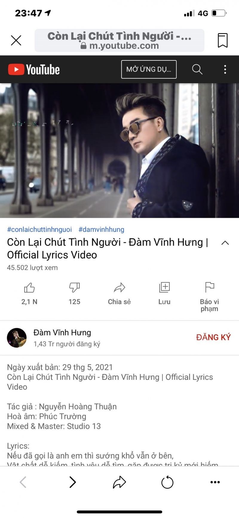 “Chỉ còn chút tình người” được thể hiện dưới dạng MV Lyrics được Mr Đàm ra mắt hôm 29.5 và đã gỡ  xuống khỏi kênh YouTube