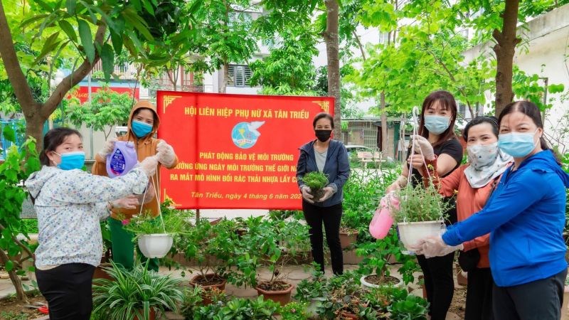 Một mô hình “Điểm sinh hoạt cộng đồng xanh, sạch đẹp và thân thiện với môi trường” của Hội LHPN xã Tân Triều, huyện Thanh Trì, Hà Nội (Ảnh: Thanh Hồng)