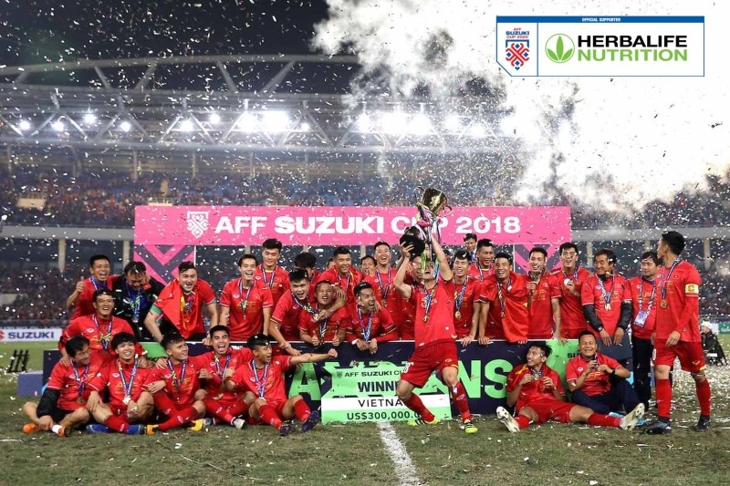 Đội tuyển Việt Nam ăn mừng chức Vô địch AFF Cup 2018.