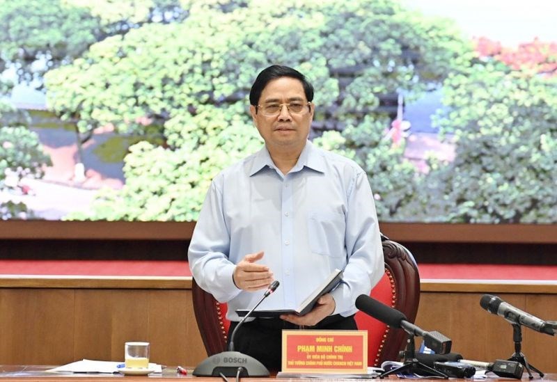 Thủ tướng Phạm Minh Chính phát biểu chỉ đạo tại cuộc làm việc với lãnh đạo Thành phố Hà Nội.