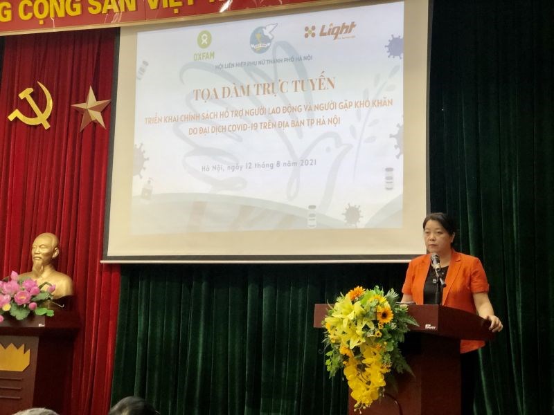 Đồng chí Nguyễn Thị Thu Thủy, Phó Chủ tịch Thường trực Hội LHPN Hà Nội phát biểu khai mạc buổi tọa đàm