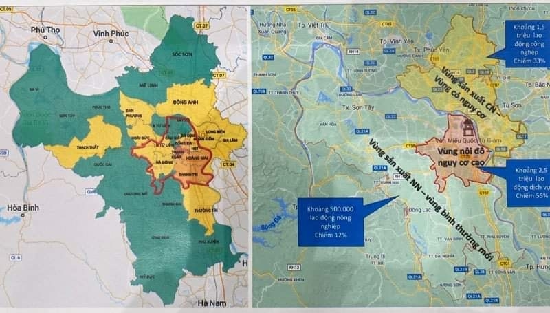 UBND thành phố Hà Nội vừa ra thông báo về việc phân vùng phòng chống dịch COVID-19 trên địa bàn thành phố.
