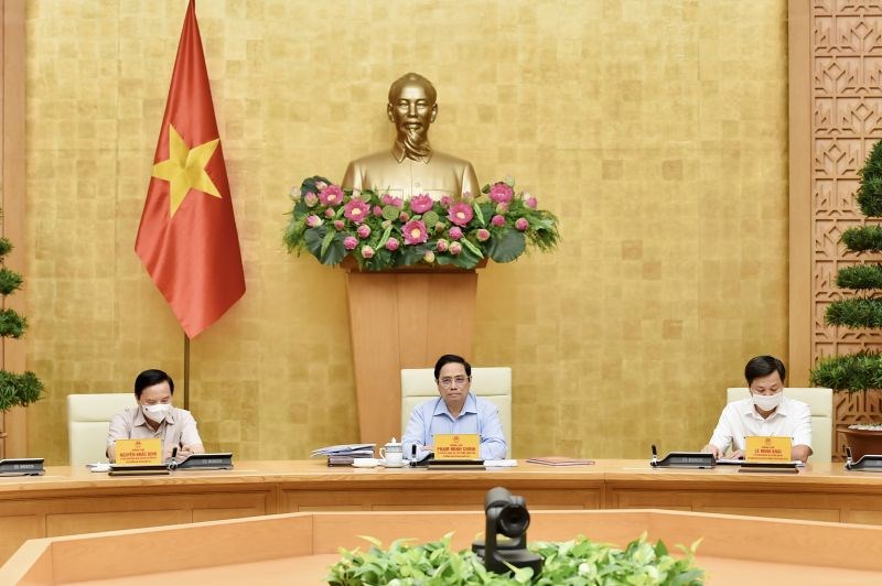 Thủ tướng Phạm Minh Chính, Trưởng Ban Chỉ đạo quốc gia phòng chống dịch Covid-19 chủ trì cuộc họp trực tuyến toàn quốc của Ban Chỉ đạo với các địa phương