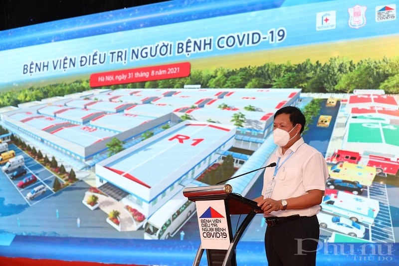 Thứ trưởng Bộ Y tế Đỗ Xuân Tuyên phát biểu tại Lễ Khánh thành Bệnh viên Điều trị Covid-19- Y Hà Nội.