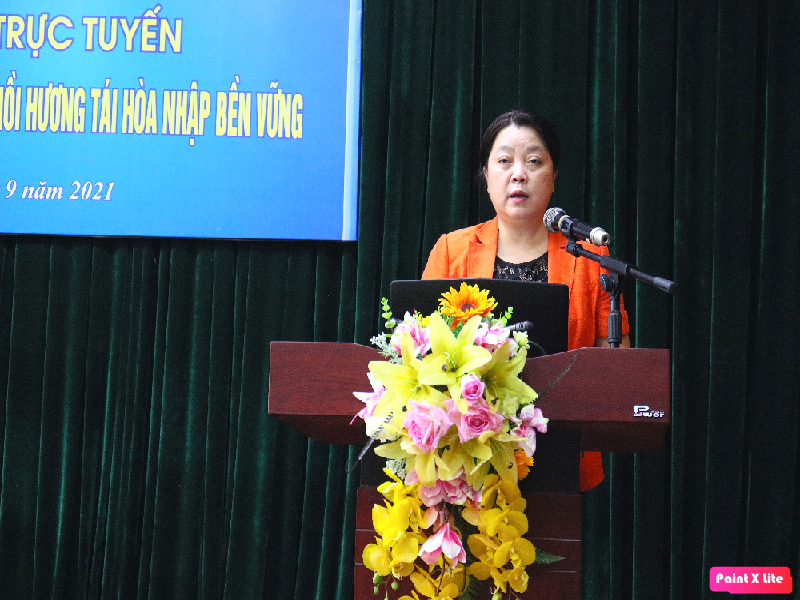 đồng chí Nguyễn Thị Thu Thuỷ, Phó Chủ tịch Hội LHPN TP Hà Nội  phát biểu tại chương trình