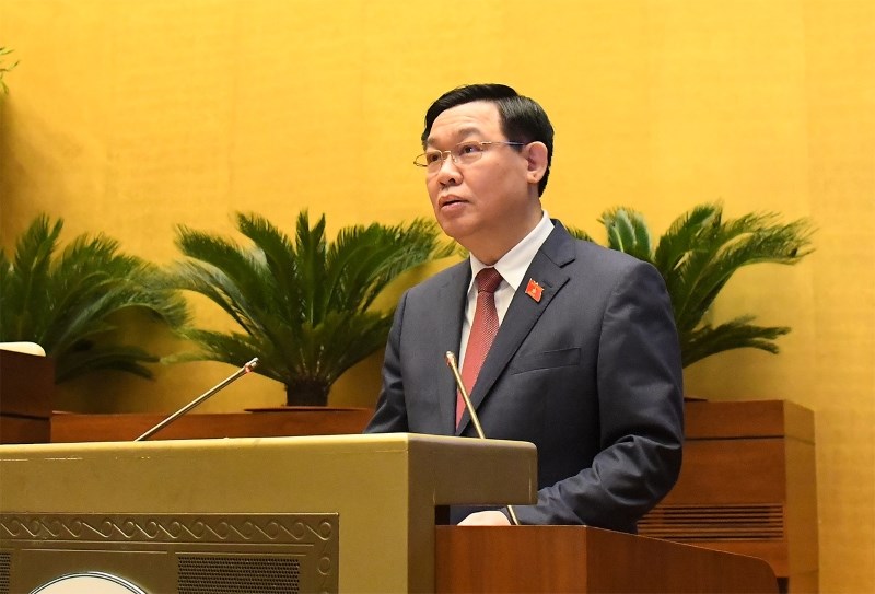 Chủ tịch Quốc hội Vương Đình Huệ phát biểu khai mạc kỳ họp.