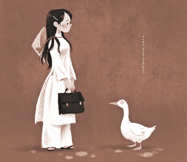 Bức tranh của nữ họa sỹ Xuân Lan, thể hiện sự chê bai, xem thường “con gái là vịt giời” - tư tưởng trọng nam khinh nữ cố hữu suốt hàng nghìn năm qua