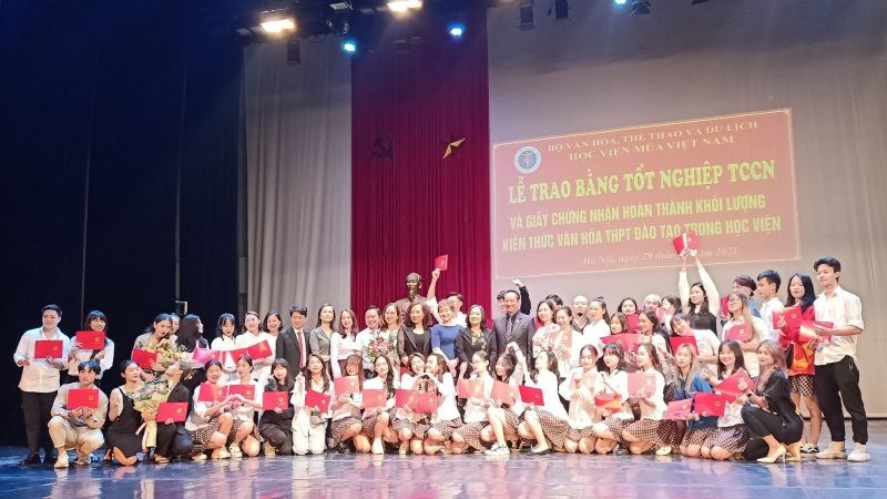Học sinh trường Múa Việt Nam trong lễ nhận bằng tốt nghiệp trung cấp chuyên nghiệp