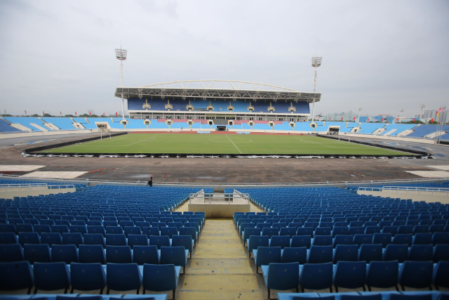 Sân vận động Mỹ  Đình sẵn sàng cho trận đấu giữa đội tuyển Việt Nam với tuyển Nhật Bản.
