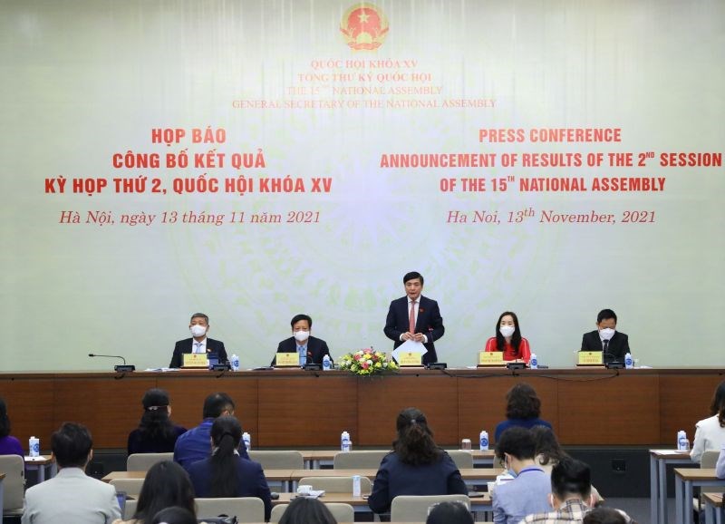 Quang cảnh phiên họp báo công bố kết quả Kỳ họp thứ 2, Quốc hội khóa XV.