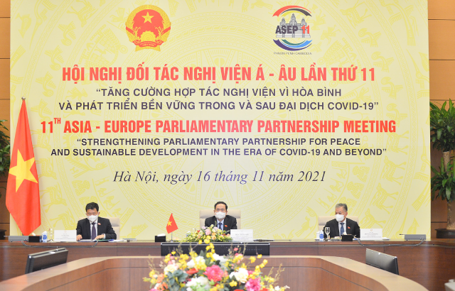 Uỷ viên Bộ Chính trị, Phó Chủ tịch Thường trực Quốc hội Trần Thanh Mẫn dẫn đầu ​Đoàn Việt Nam tham dự hội nghị.