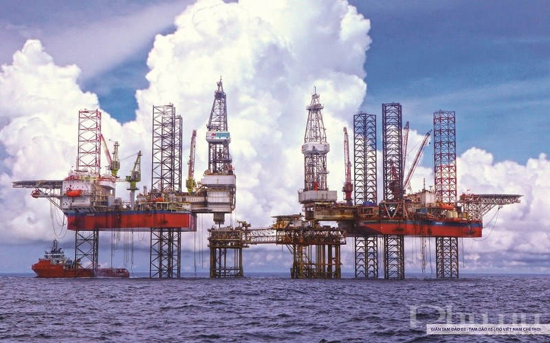Giàn khoan Tam Đảo khai thác dầu khí tại khu vực bể Cửu Long.