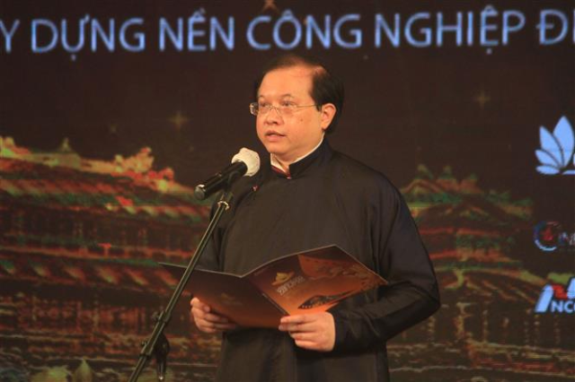 Thứ trưởng Bộ Văn hóa, Thể thao và Du lịch Tạ Quang Đông, Trưởng ban Chỉ đạo Liên hoan Phim Việt Nam lần thứ XXII, phát biểu khai mạc.