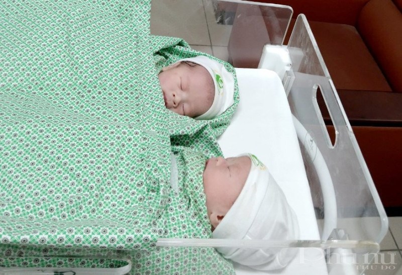 Cặp song sinh ra đời trong mùa dịch tại bệnh viện Phụ sản Hà Nội cơ sở 2. (Ảnh: BVCC)