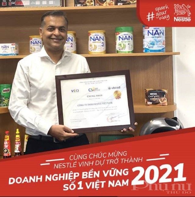 Nestle' Việt Nam được công nhận là doanh nghiệp bền vững nhất năm 2021.