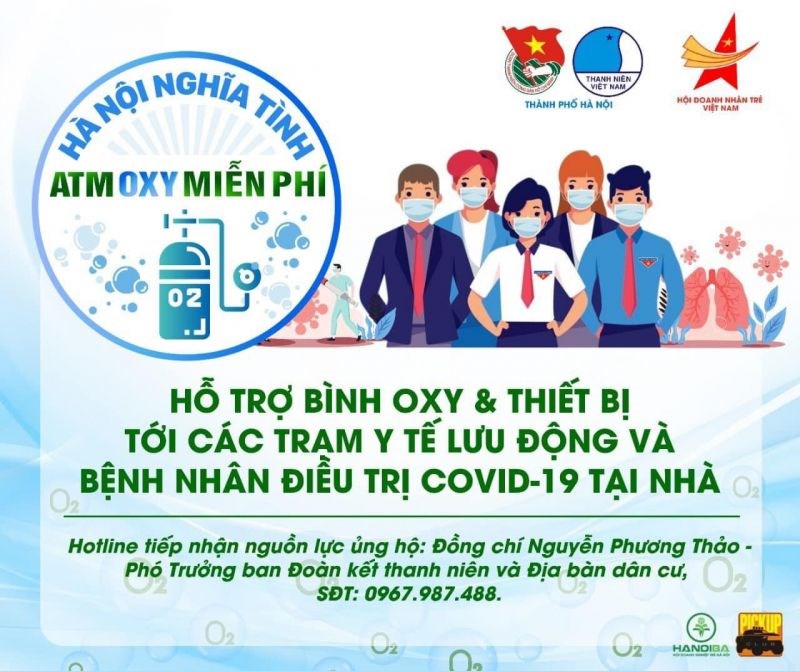 Thành đoàn Hà Nội:  Khởi động trạm ATM Oxy hỗ trợ điều trị F0 tại nhà - ảnh 2