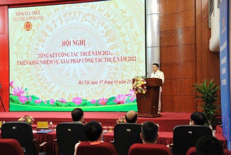 Ông Mai Sơn, Cục trưởng Cục Thuế thành phố Hà Nội phát biểu tại hội nghị