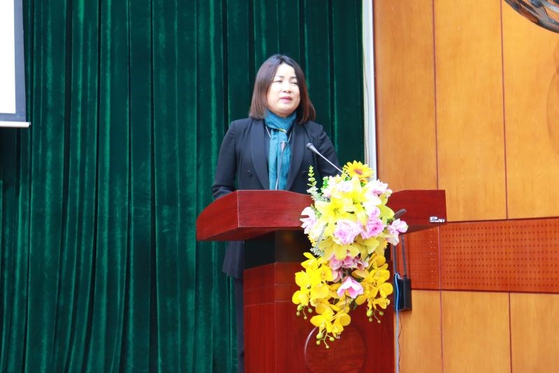 Đồng chí Phạm Thị Nguyên Hạnh, Phó Bí thư Đảng ủy khối các cơ quan thành phố Hà Nội phát biểu chỉ đạo tại Hội nghị
